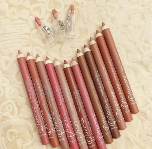 12pcs Matte Lip Liner Pencil Set | Long Lasting Waterproof Lip Contour | Soft Smooth Texture |