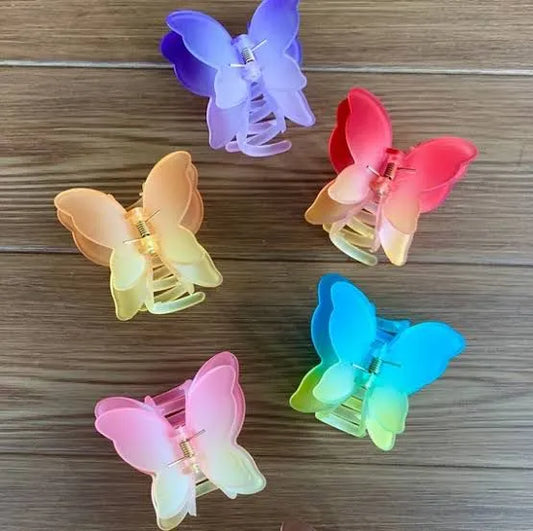 Jelly Color Matte Frosted Big Size two toned Butterfly Women Hair Claw clip