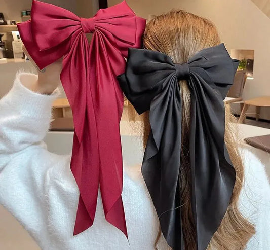 1 Pc Silk Big Bow Hair Clip for Girls & Women – Elegant Korean Fashion Accessory, High-Quality Clip, Available in Multiple Colors, Suitable for All Hair Types