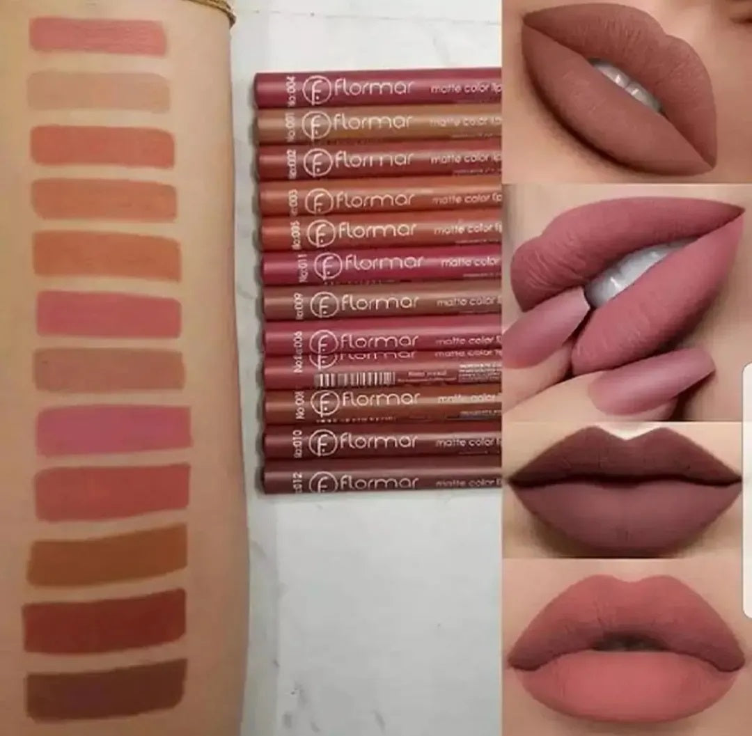 12pcs Matte Lip Liner Pencil Set | Long Lasting Waterproof Lip Contour | Soft Smooth Texture |