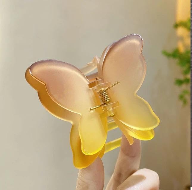 Jelly Color Matte Frosted Big Size two toned Butterfly Women Hair Claw clip