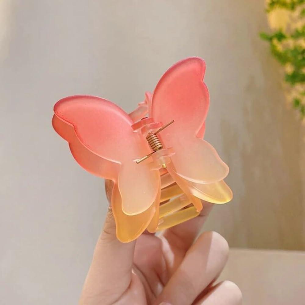 Jelly Color Matte Frosted Big Size two toned Butterfly Women Hair Claw clip