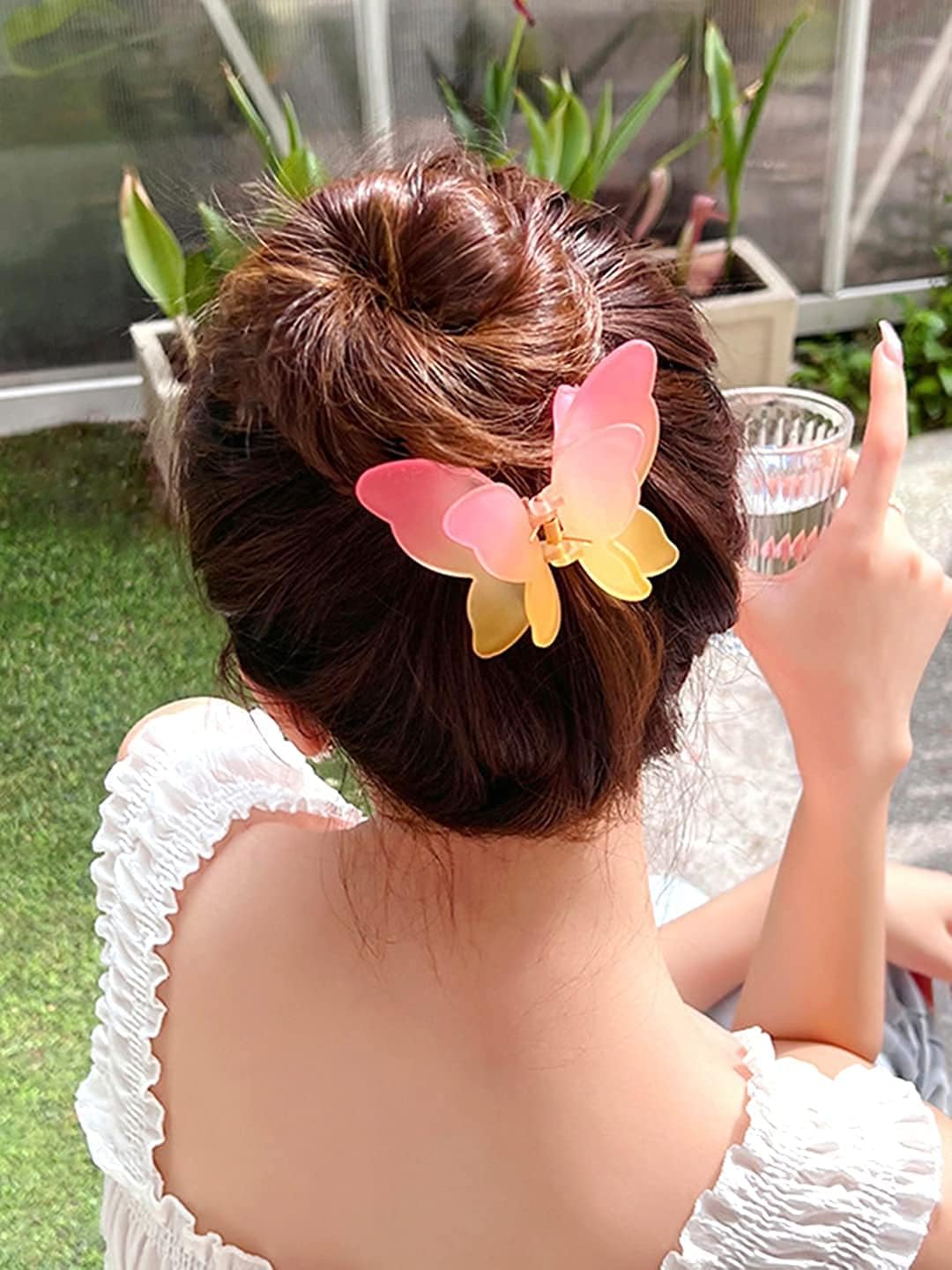 Jelly Color Matte Frosted Big Size two toned Butterfly Women Hair Claw clip