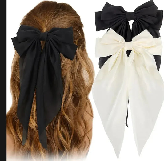 1 Pc Silk Big Bow Hair Clip for Girls & Women – Elegant Korean Fashion Accessory, High-Quality Clip, Available in Multiple Colors, Suitable for All Hair Types